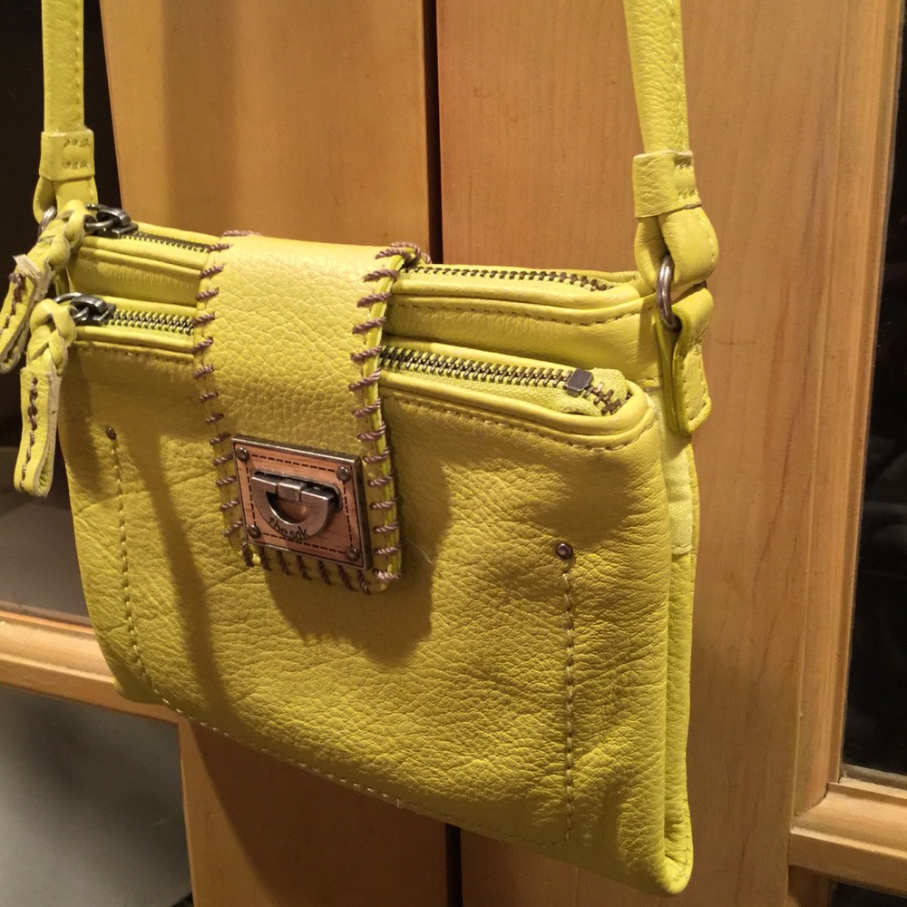 The Sak Chartreuse Leather Handbag Long Strap